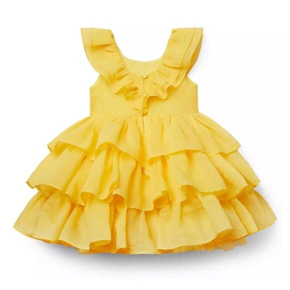 Janie And Jack X Disney Girls Yellow Belle Organza Dress Size 2T - Picture 3 of 6